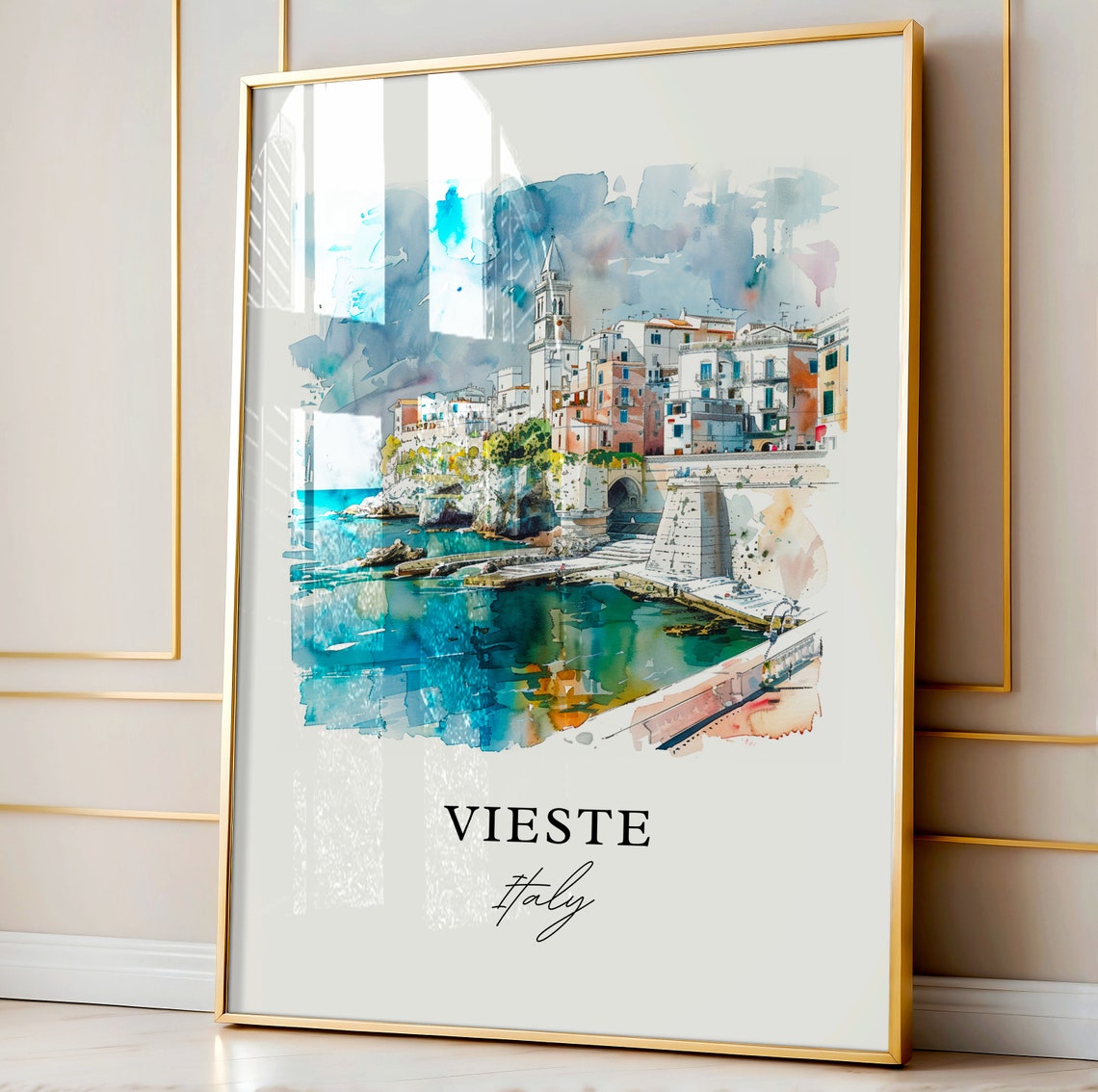 Vieste Italy Watercolor Travel Poster, Puglia - Image 4