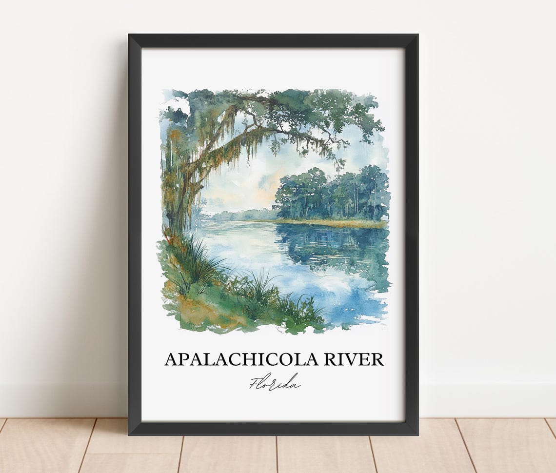 Apalachicola River Florida Mossy Oaks Watercolor River Poster - Image 2
