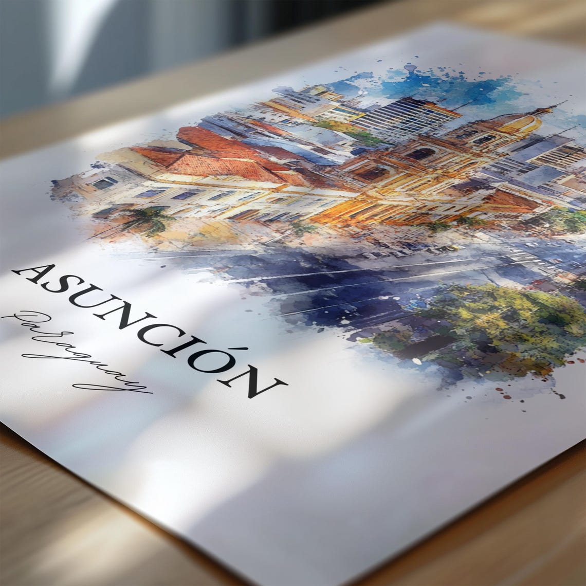 Asuncin Wall Art Print Paraguay Watercolor Gift Travel Poster Housewarming - Image 6