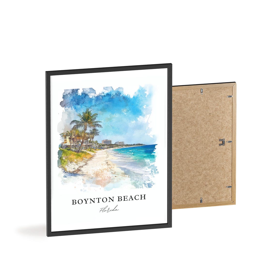 Boynton Beach Florida Ocean Palms Beach Watercolor Travel Poster - Image 2
