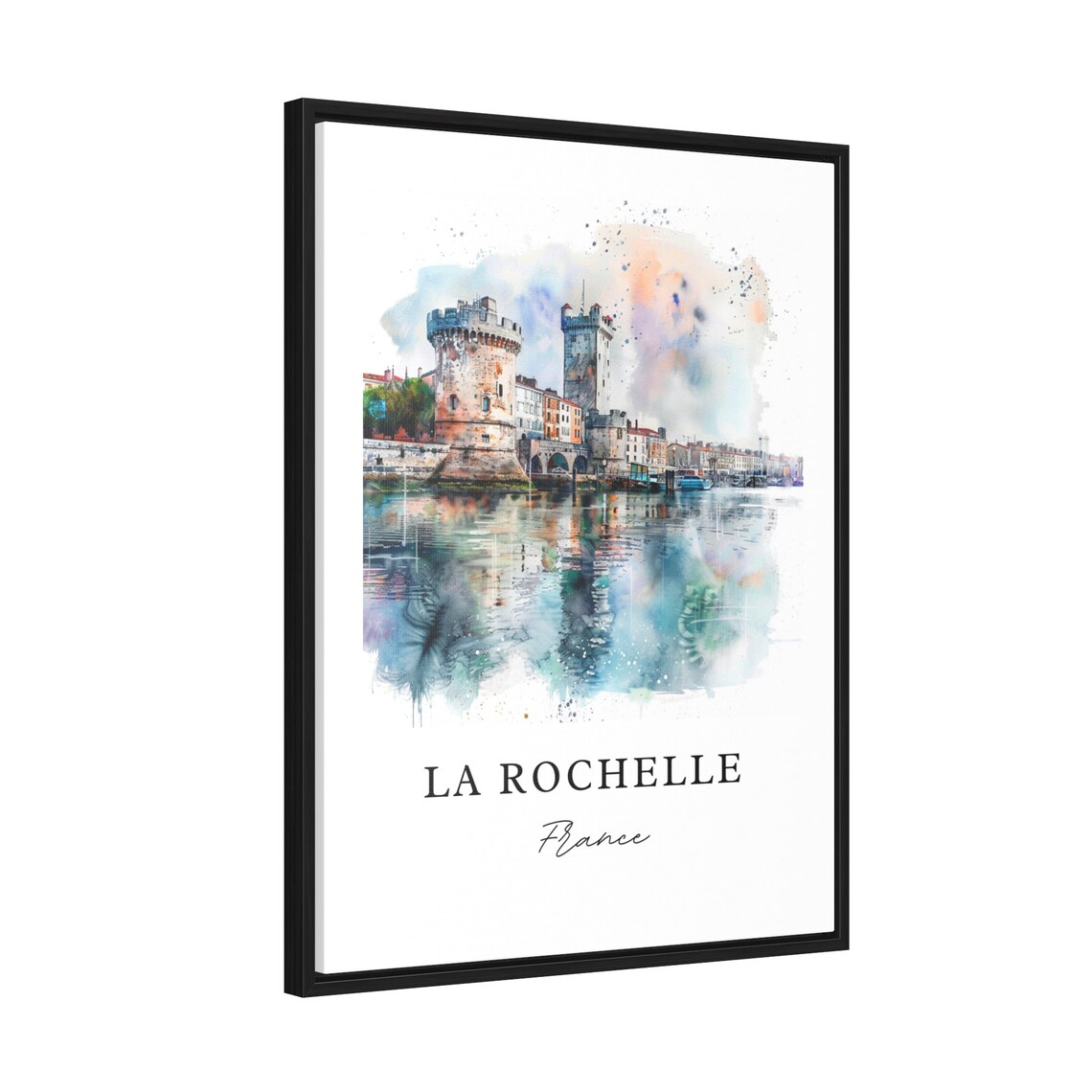 La Rochelle France Watercolor Harbor Towers Historic Port Poster - Image 2