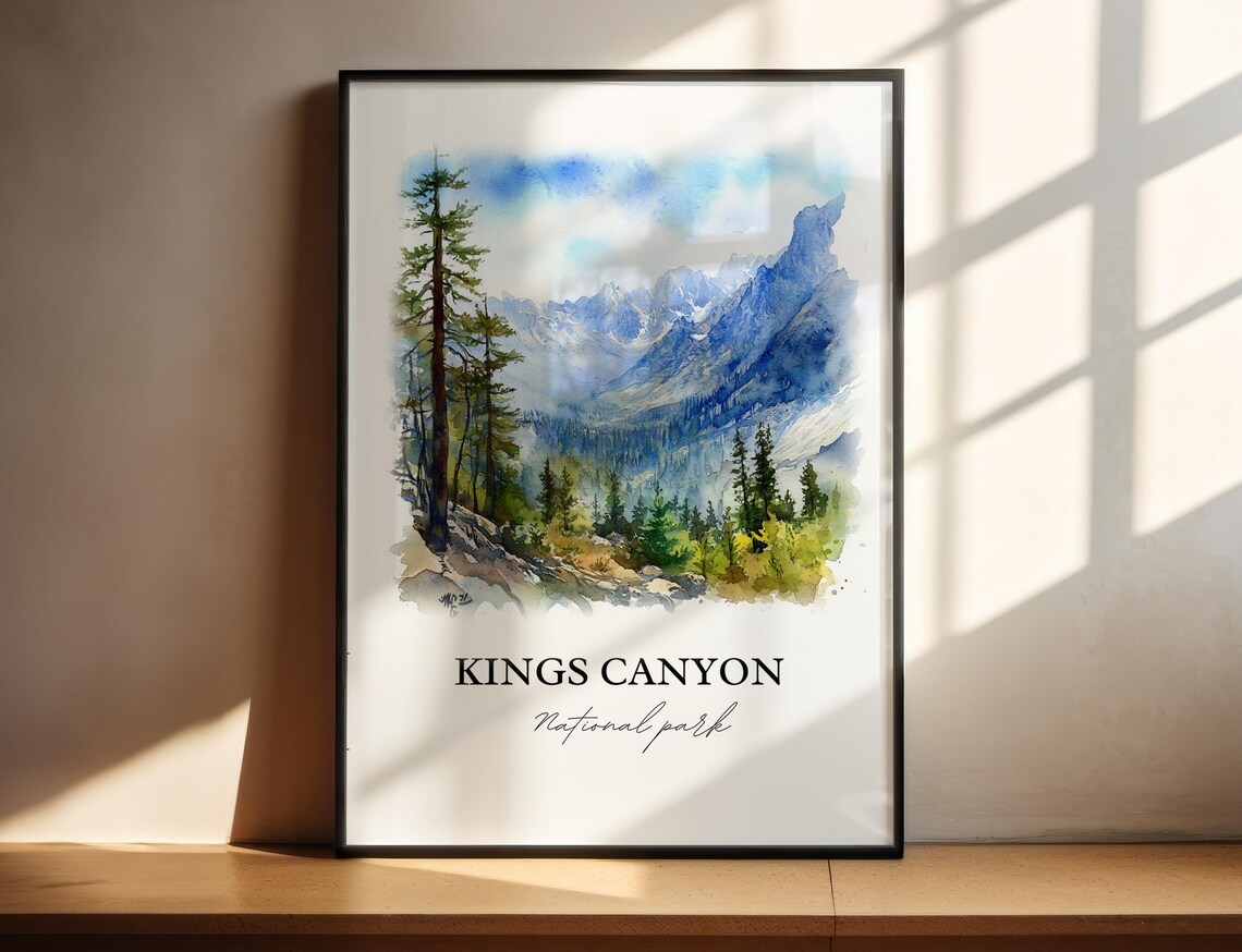 Kings Canyon National Park Sierra Mountain Valley Watercolor Poster - Image 4