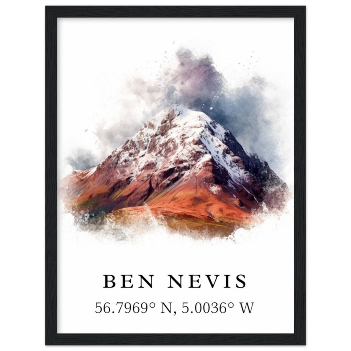 Ben Nevis Scotland Highlands Snowy Peak Watercolor Travel Poster - Image 2