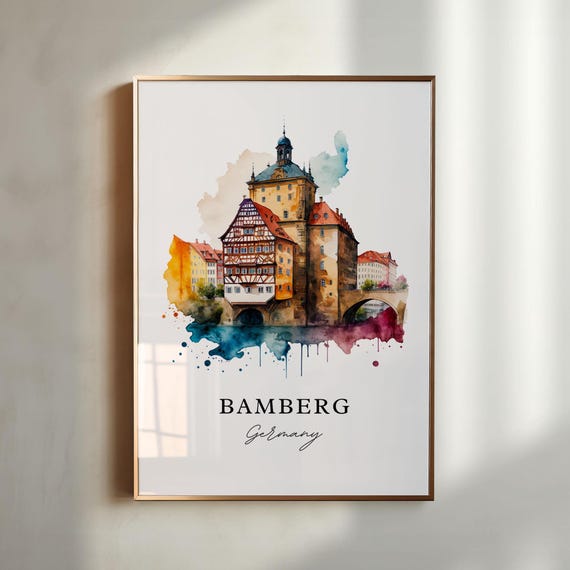 Bamberg Germany Travel Poster, Custom Text