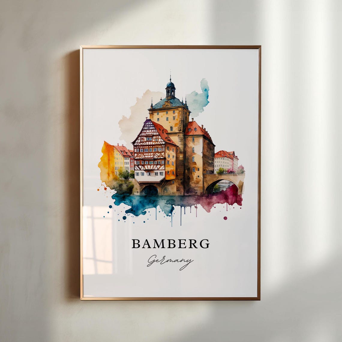 Bamberg Germany Travel Poster, Custom Text