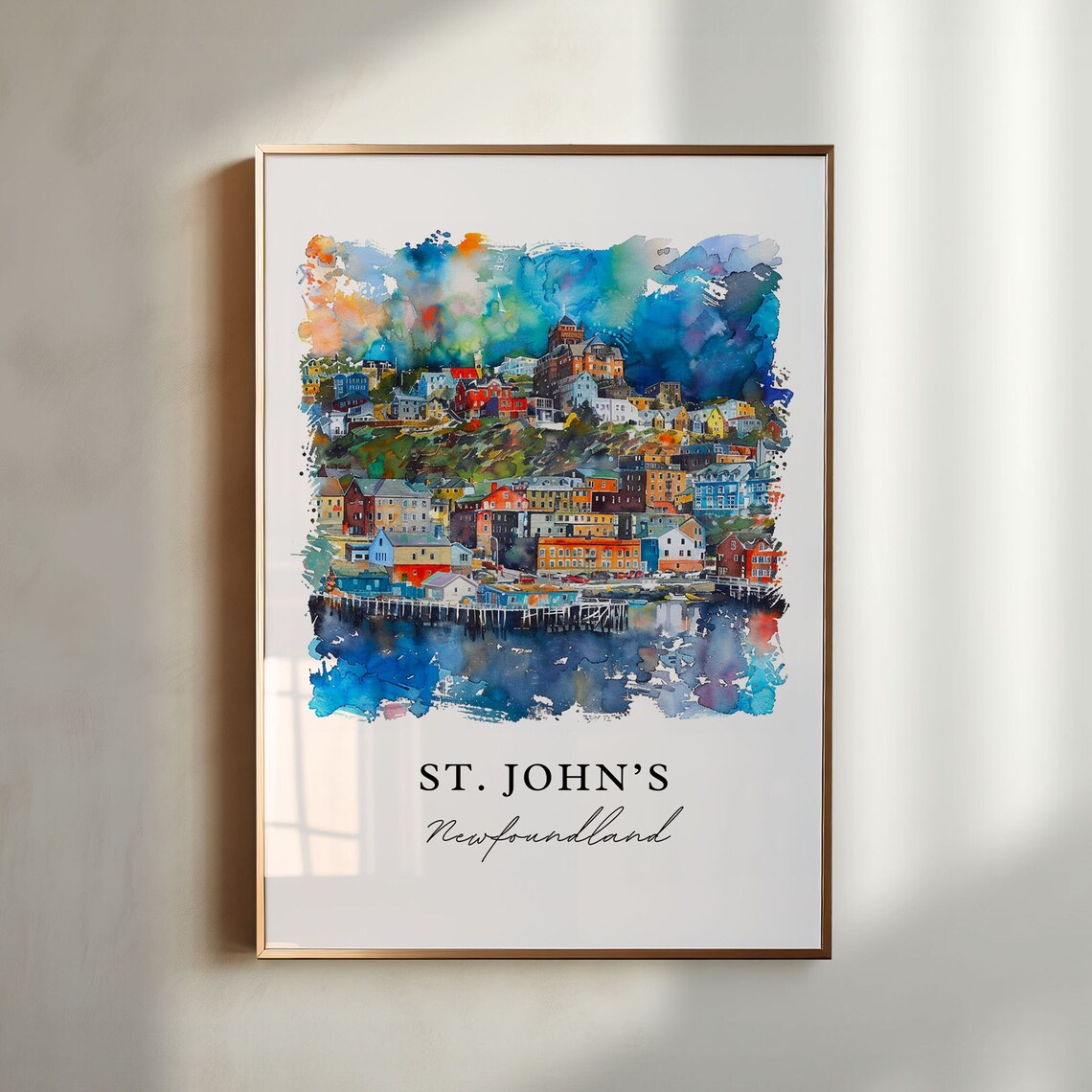 St Johns Newfoundland Watercolor Travel Poster