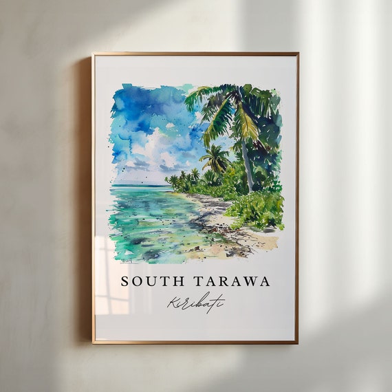South Tarawa Wall Art Kiribati Print Wedding Gift Birthday Present Custom Text Perfect