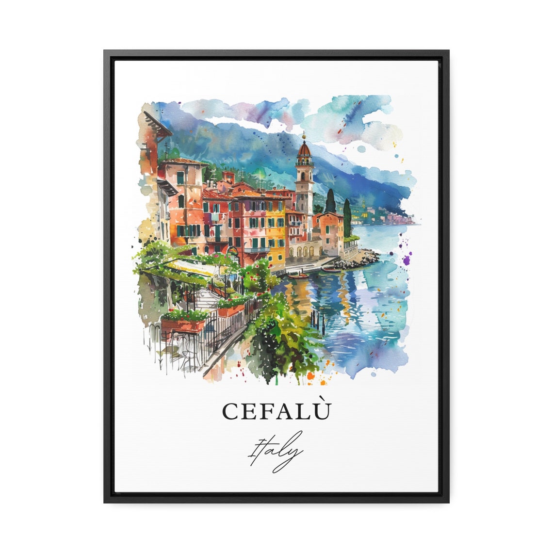 Cefal Italy Watercolor Travel Poster, Sardinia - Image 3