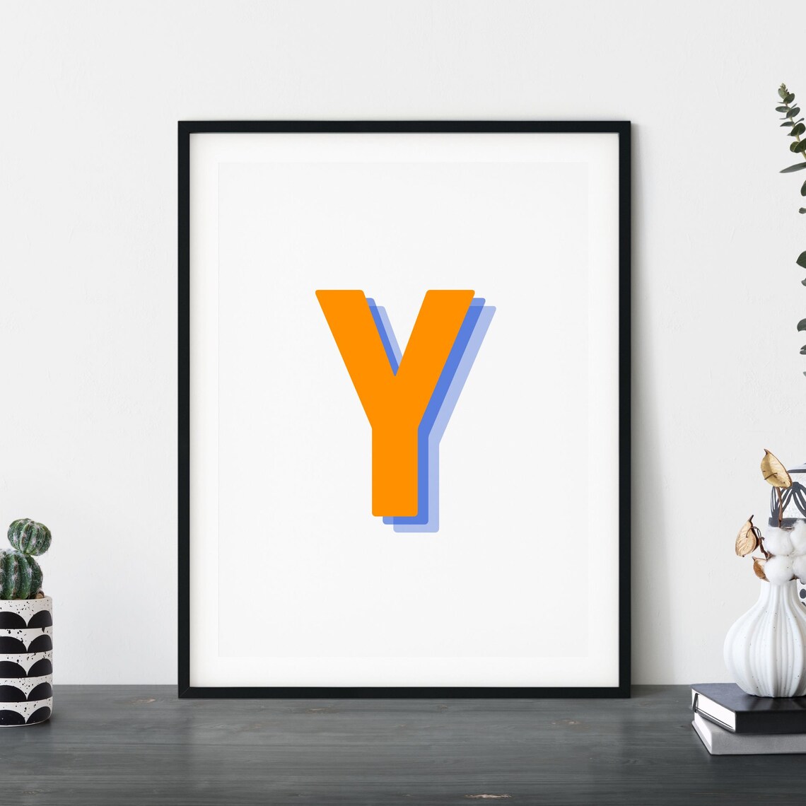 Retro 3D Letter Y Monogram Alphabet Art Print - Image 5