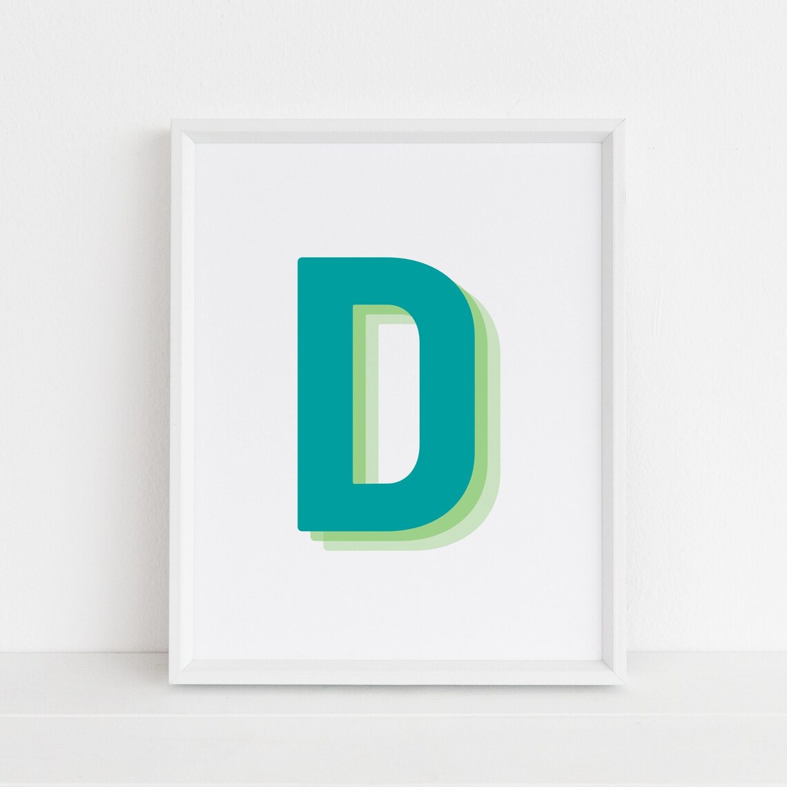 Retro 3D Letter D Monogram Alphabet Art Print