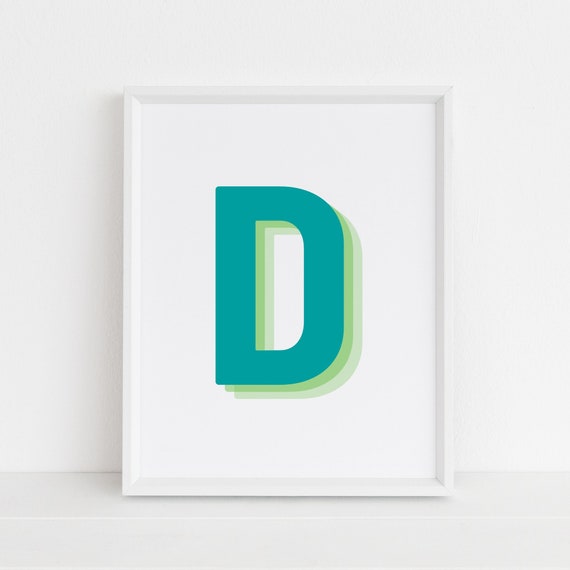 Retro 3D Letter D Monogram Alphabet Art Print