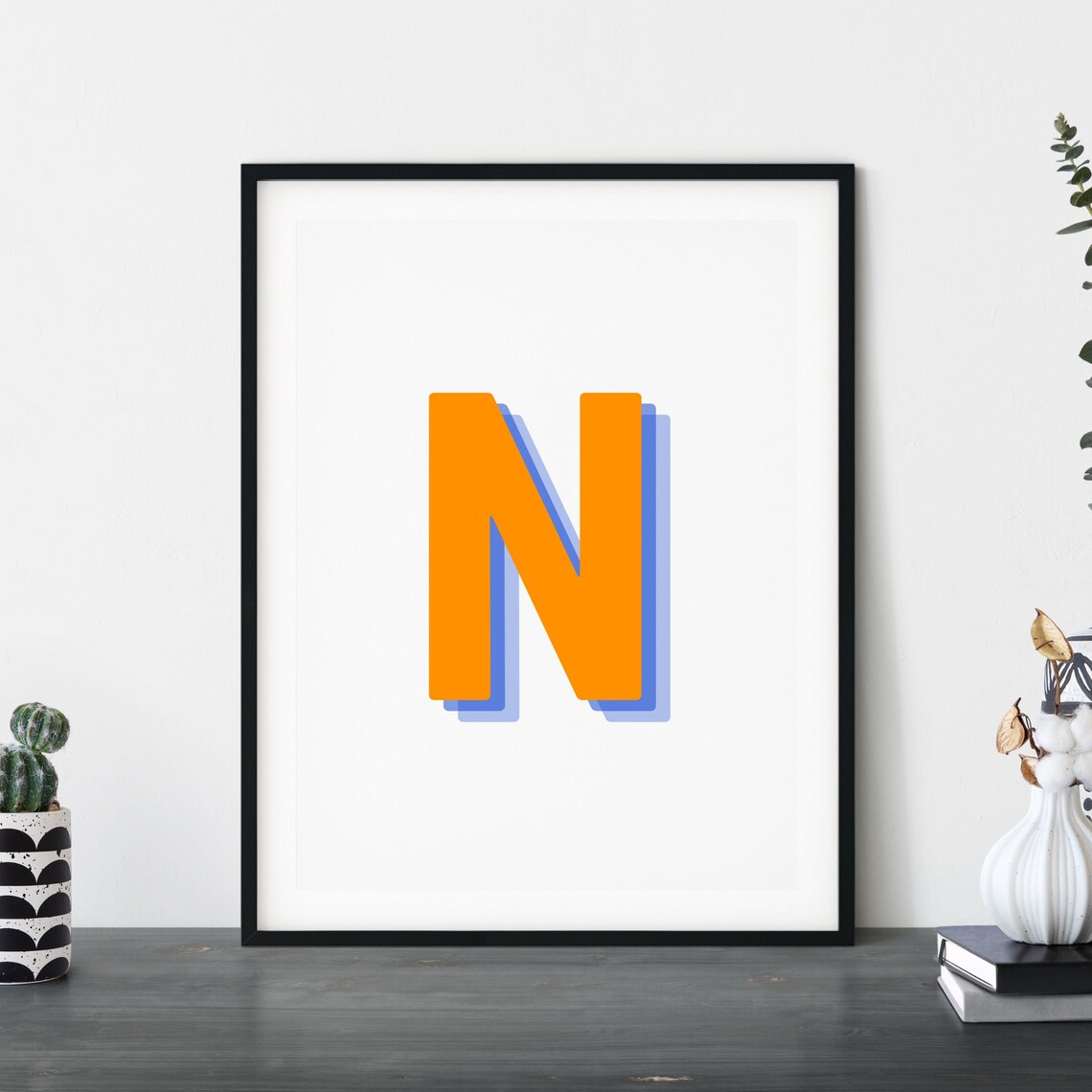 Retro 3D Letter N Monogram, Baby Letter Art Print - Image 5