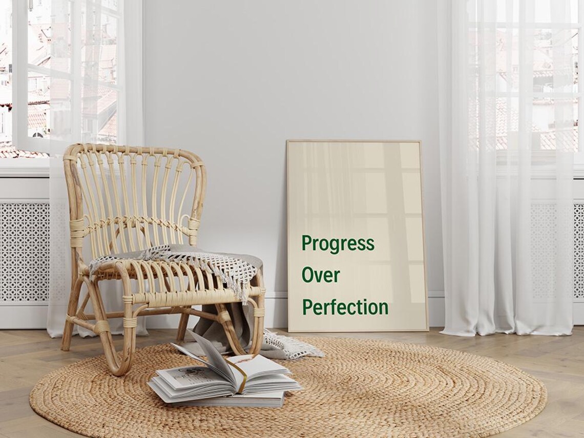 Progress Over Perfection Green Motivational Quote Wall Decor Poster - Image 2