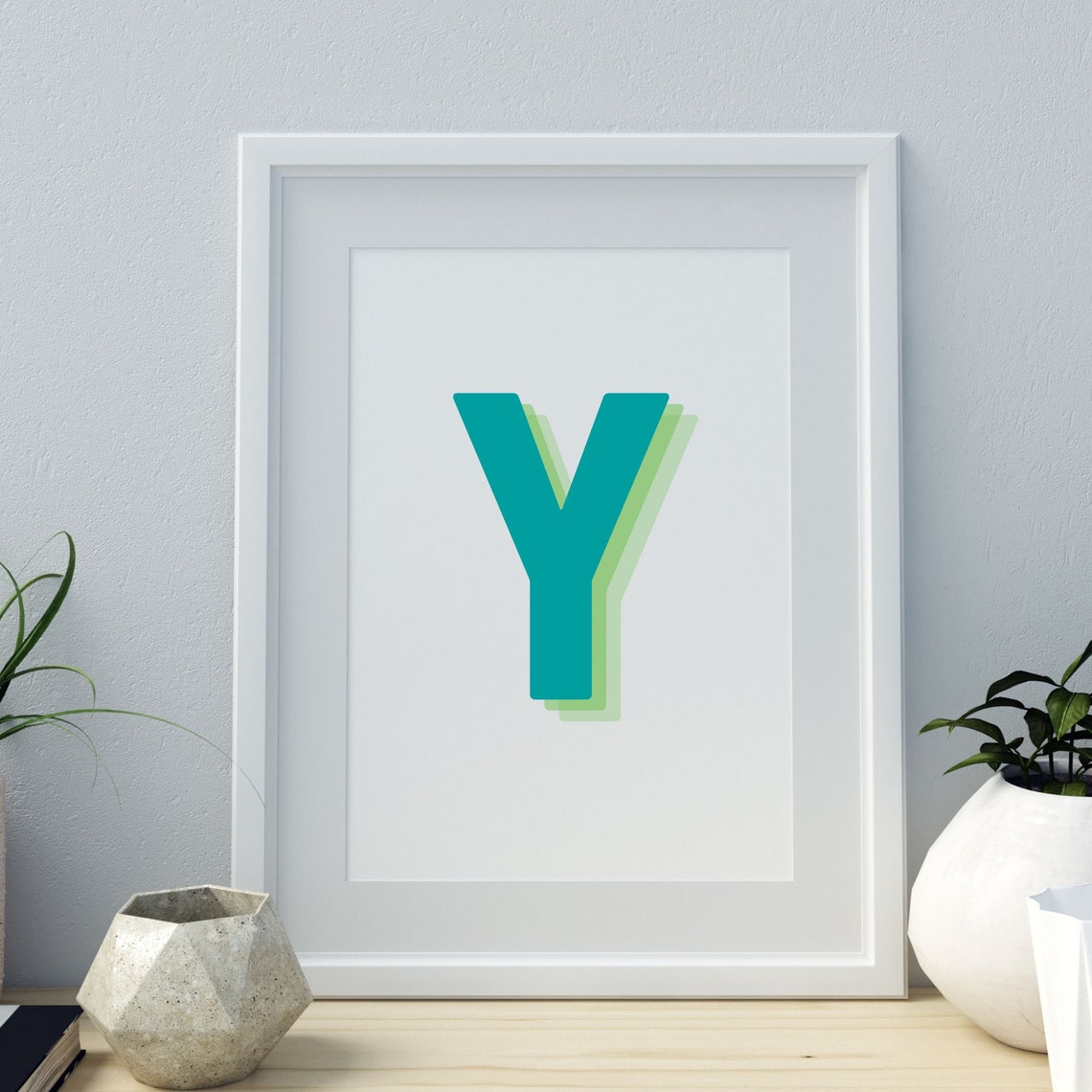Letter Y Monogram Art Print, Retro 3D Alphabet - Image 4