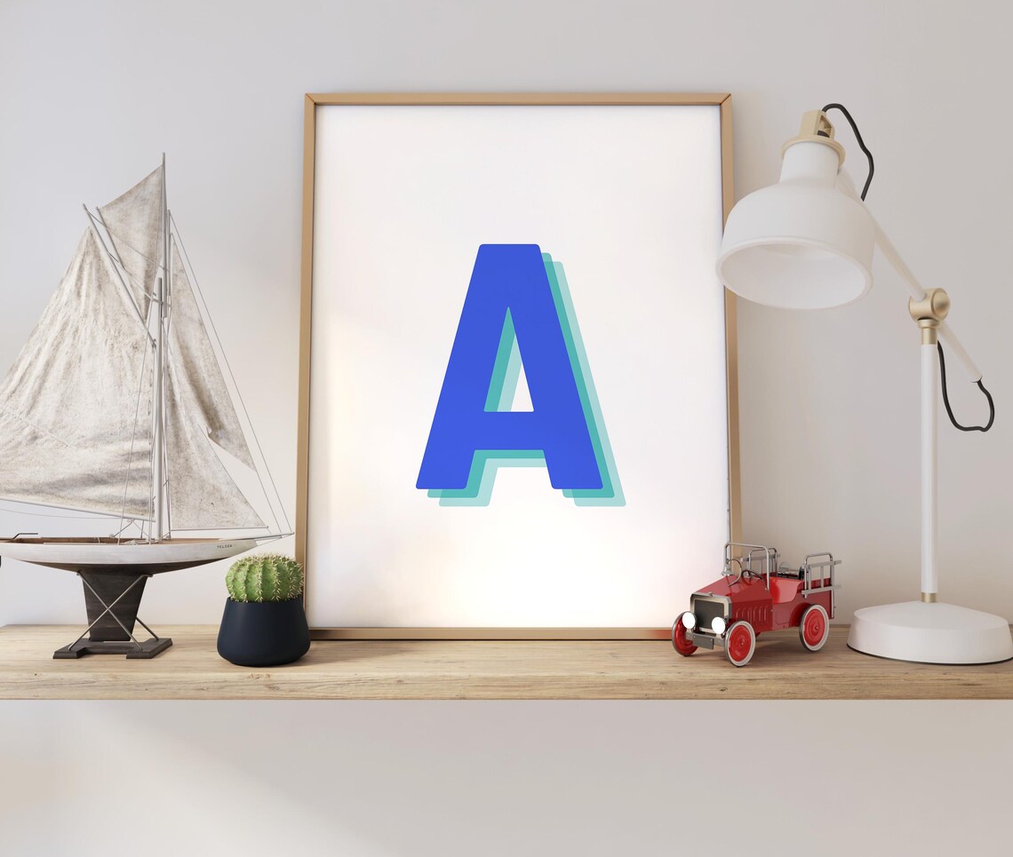 Retro 3D Letter A Art Print, Baby Letter Art - Image 4