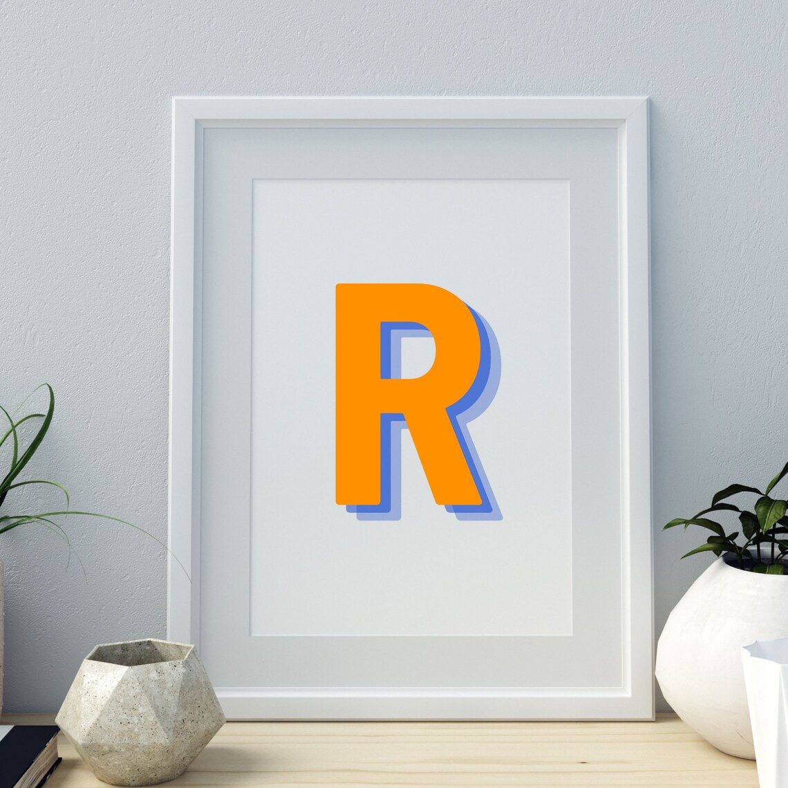 Retro 3D Letter R Monogram Alphabet Print - Image 4