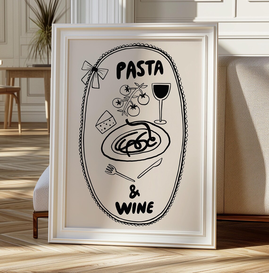 Pasta Wine Kitchen Quote Poster Art - Image 3