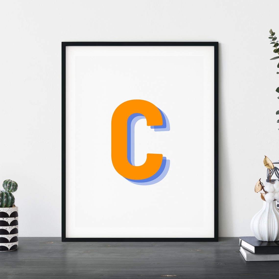 Retro 3D Letter C, Monogram Initial Poster - Image 5