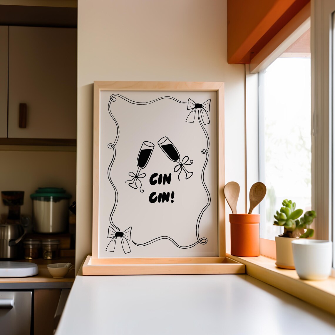 Cin Cin Wine Cheers Quote Poster, Kitchen Decor - Image 5