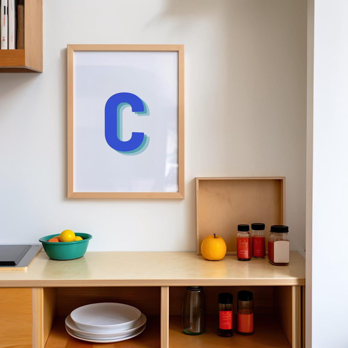 3d Alphabet C Wall Art Blue And Green Gradient Modern Print Trendy Letter Decor For Home And Office Letter Wall Art Initial C - Image 4