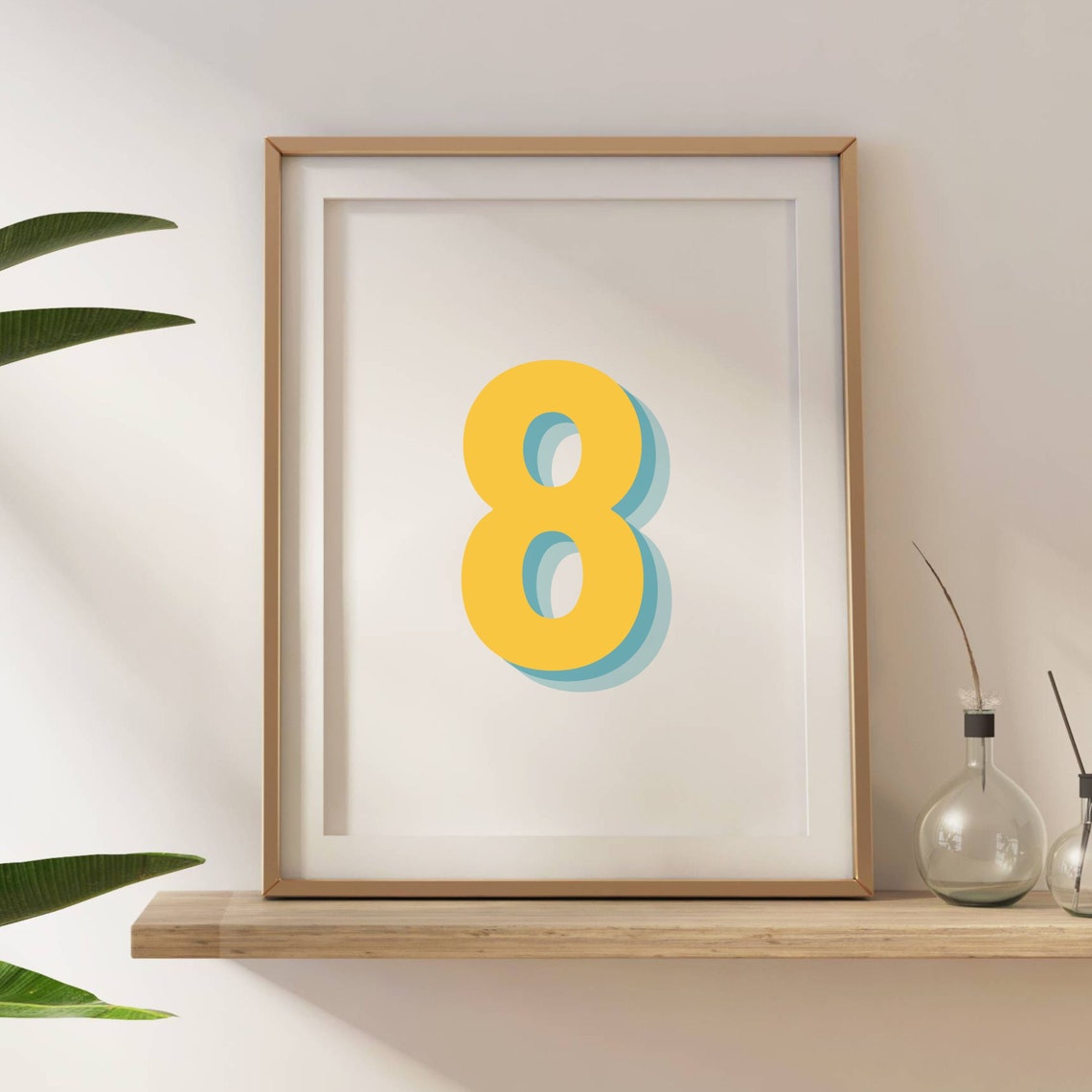 Retro 3D Number 8, Birthday Age Print - Image 4