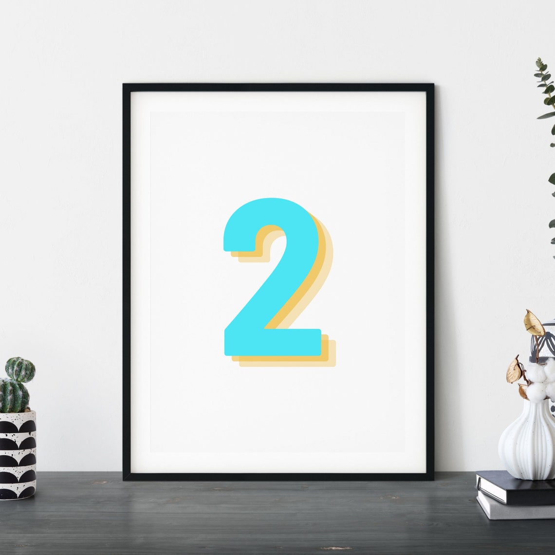 Retro 3D Neon Blue Number 2 Poster - Image 5