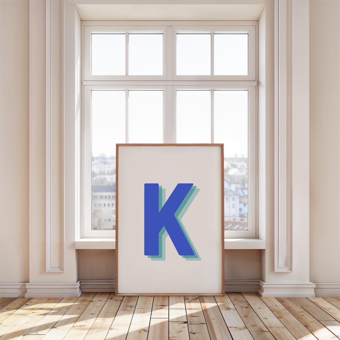 Retro 3D K Monogram Letter Print - Image 5