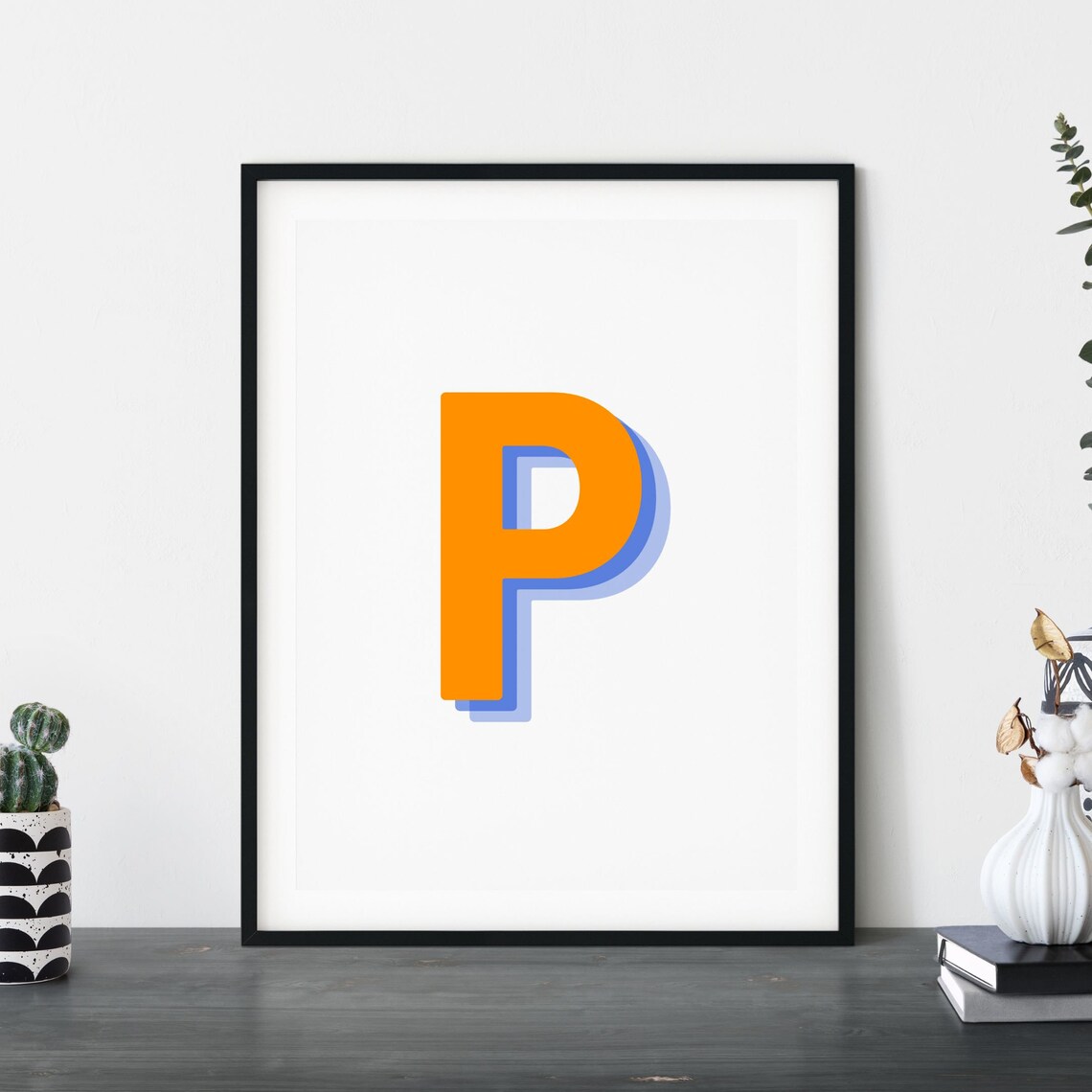 Retro 3D Letter P, Monogram Alphabet Print - Image 5