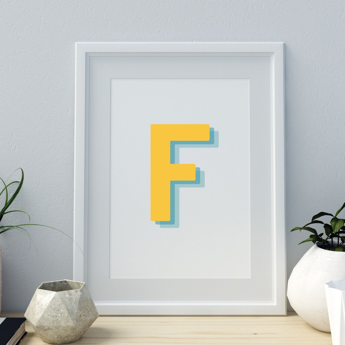 Retro 3D F Letter Monogram, Baby Initial - Image 4