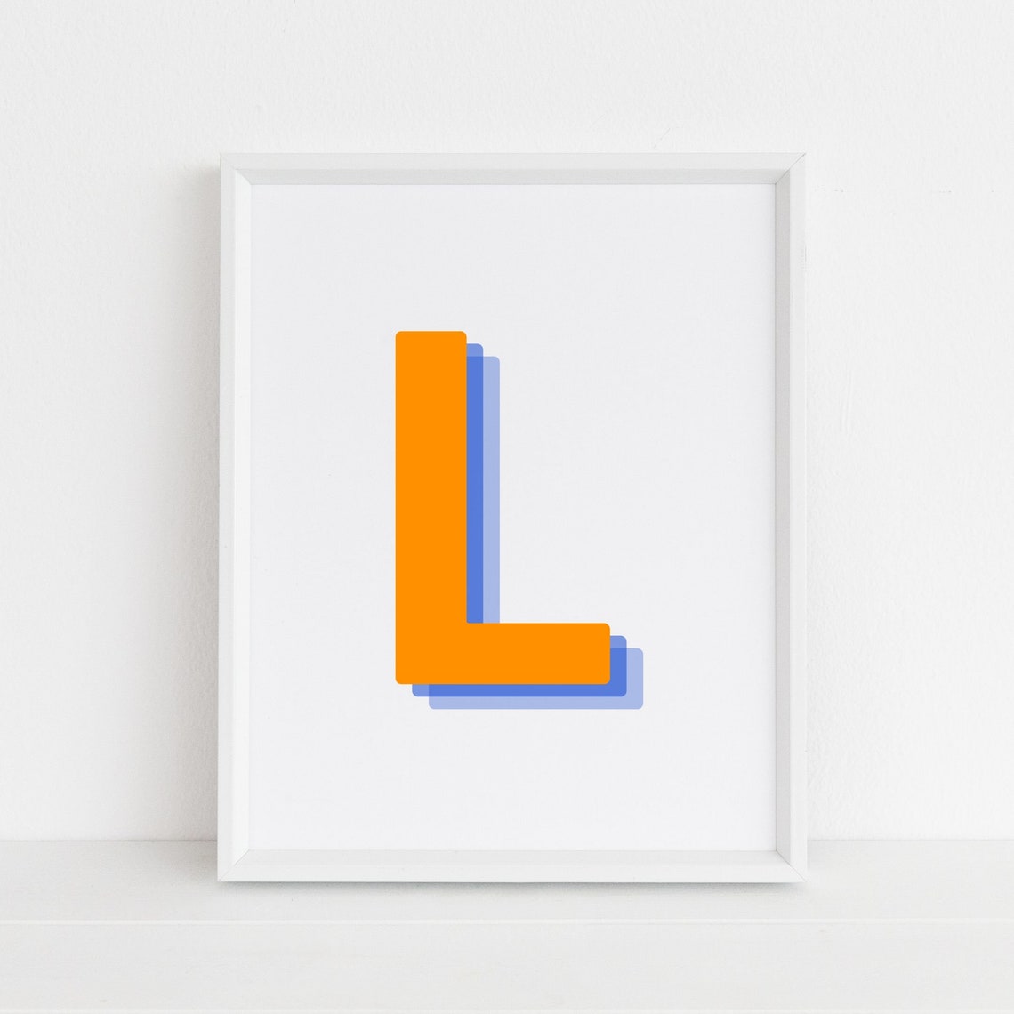 Retro 3D Letter L Monogram Art Print, Nursery Decor