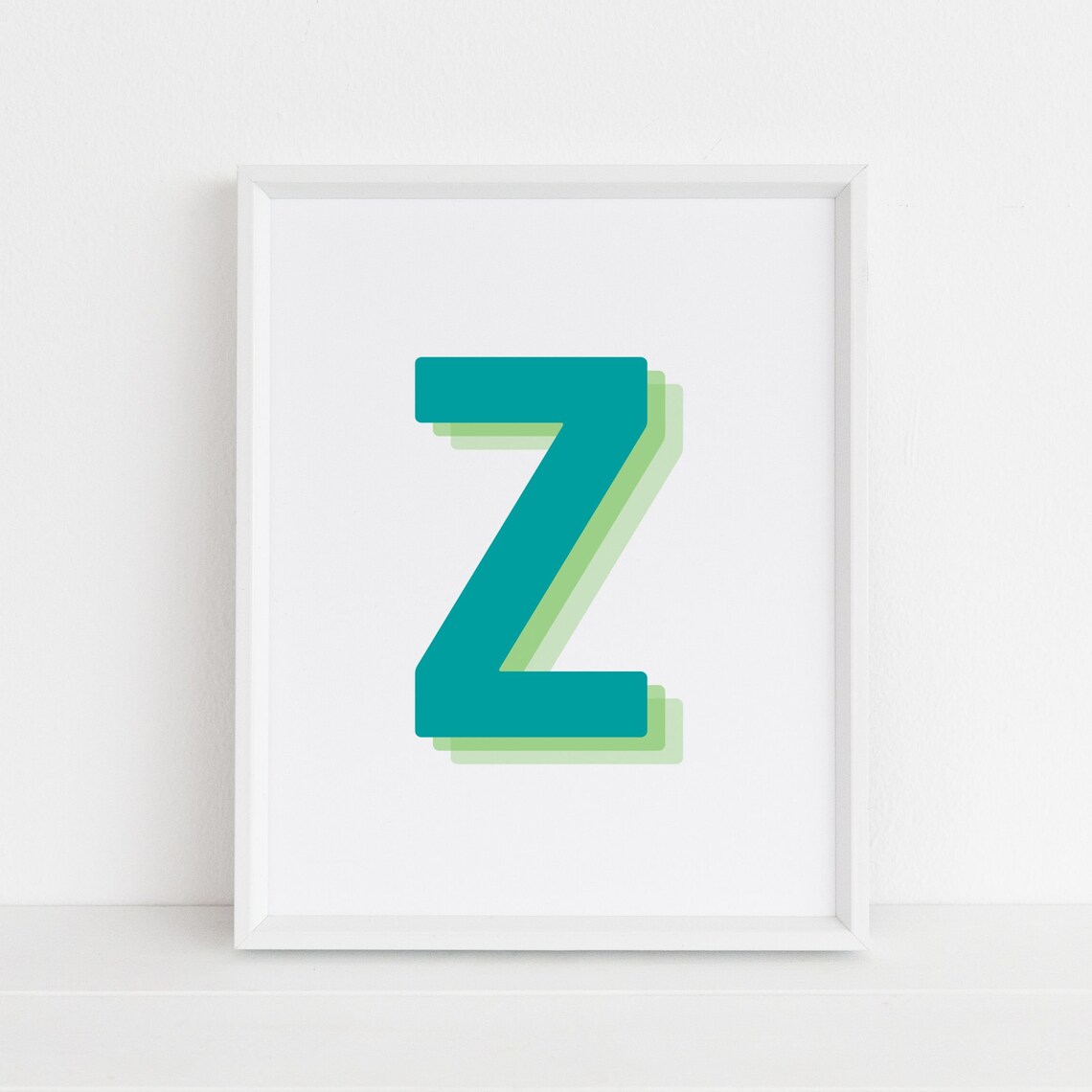 Retro 3D Letter Z Art Print, Baby Alphabet Art