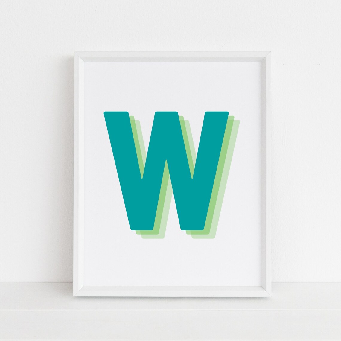 Retro 3D Letter W Monogram, Baby Letter Art