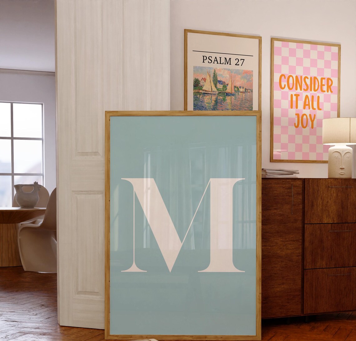 Letter M Monogram, Minimalist Alphabet Art - Image 5