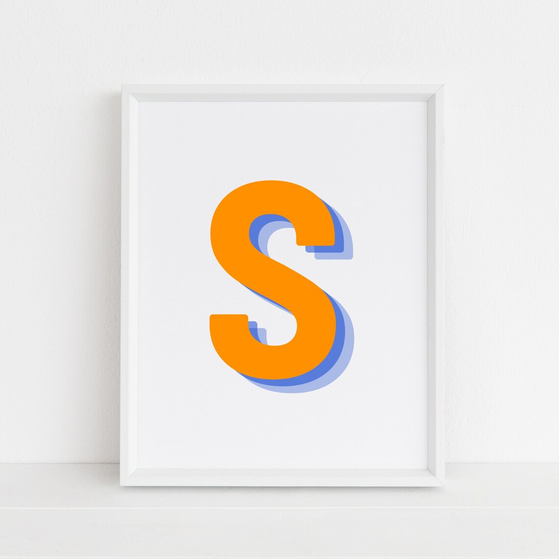Retro 3D Letter S Monogram, Baby Letter Art