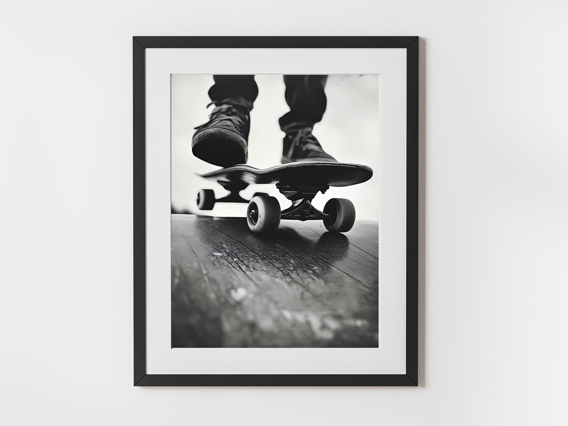 Monochrome Skateboard Wall Art, Modern Decor
