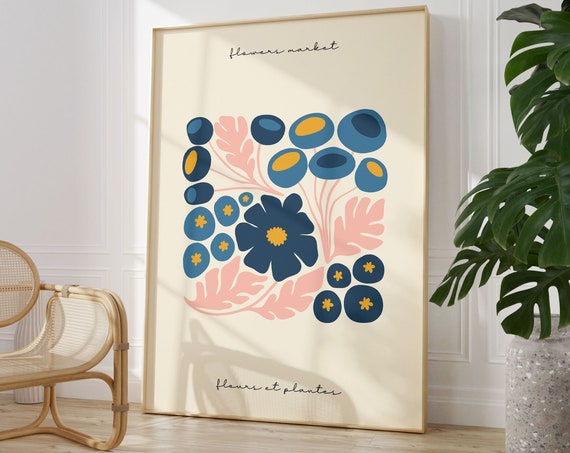 Colourful Flower Market Henri Matisse Watercolour Print Boho Home Decor Plant Wall Art Pastel Colour Vintage Exhibition Flower Art Print