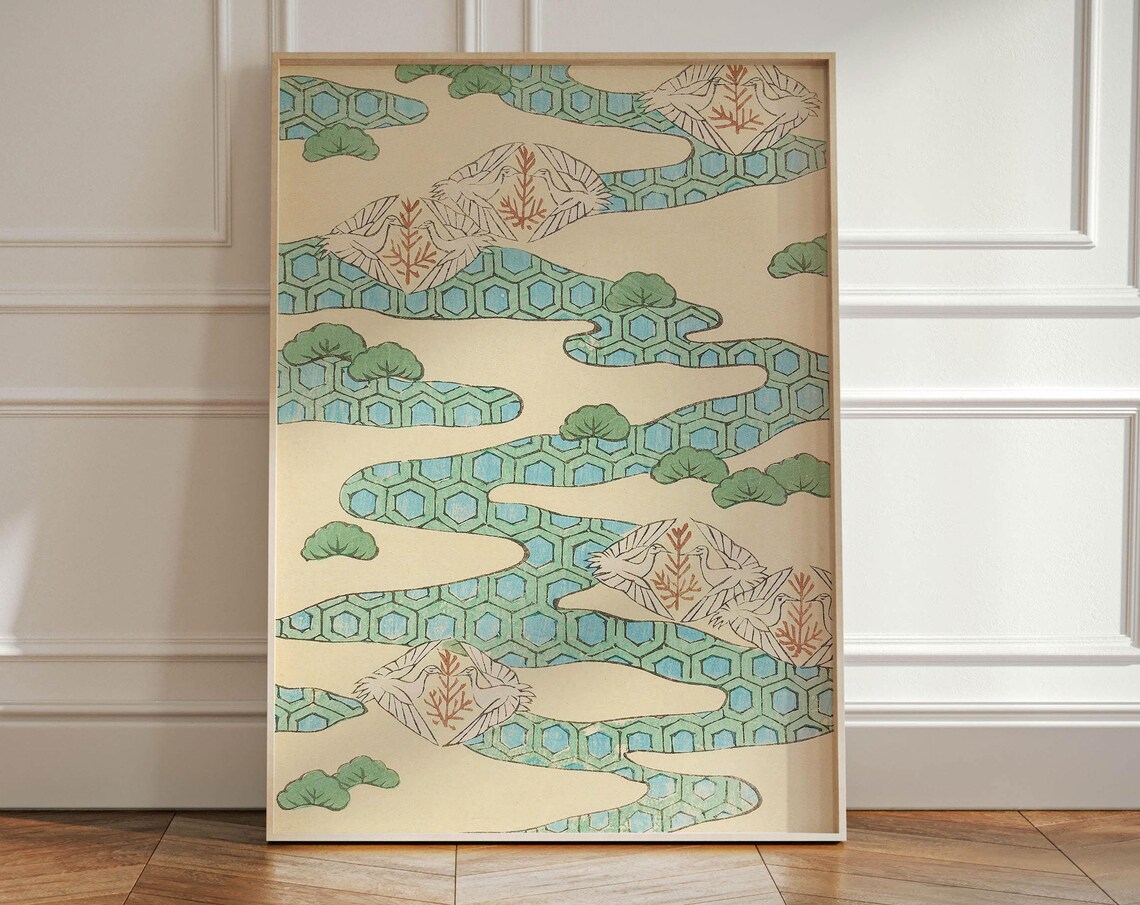 Korin Furuy Floral Art Print, Japanese Ukiyo-E