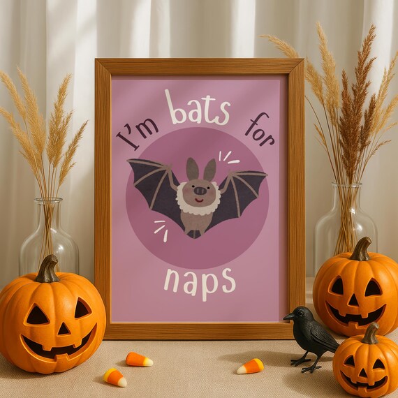 Dusty Pink Bat Nursery Print Halloween Baby Room Decor Jpg Files Included
