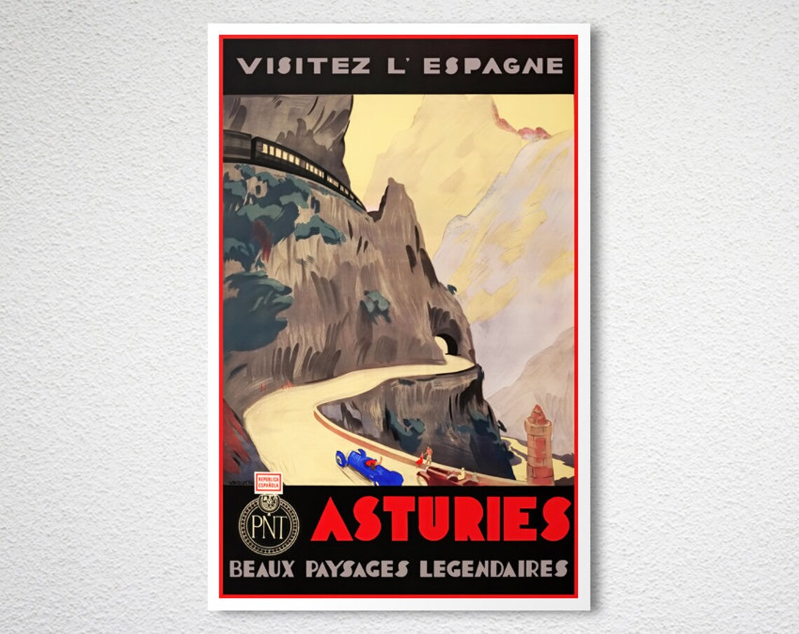 Asturies Asturias Vintage Travel Poster, Spain - Image 2