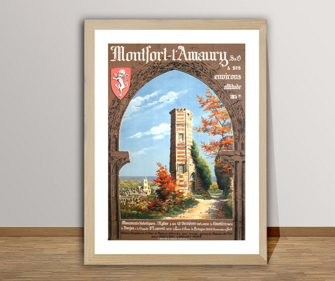 Montfort l Amaury et ses Environs Historic French Town Vintage Poster