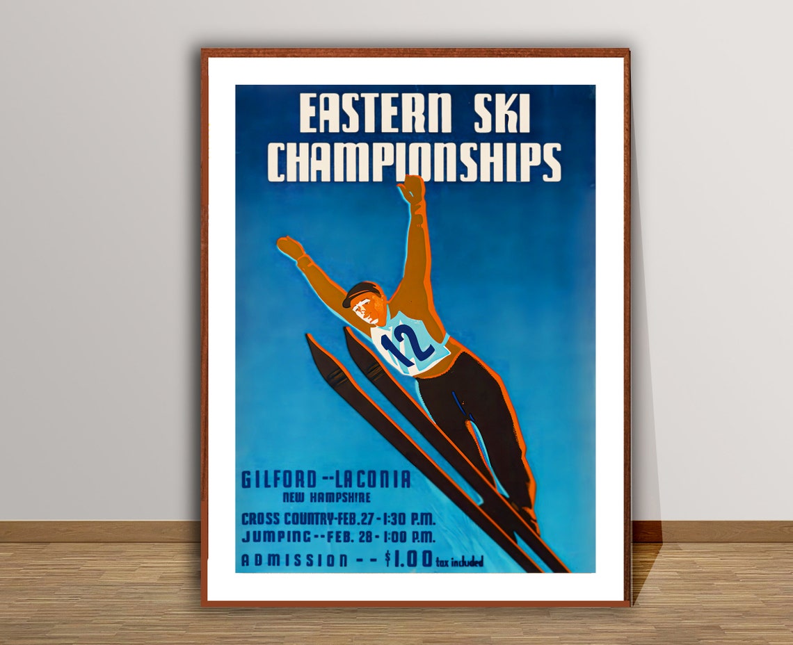 Eastern Ski Championships New Hampshire Ski Jump Vintage Sport Poster