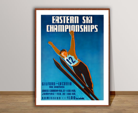 Eastern Ski Championships Vintage Ski Poster New Hampshire Ski Poster Ski Sport Print Wall Decor Gift Idea