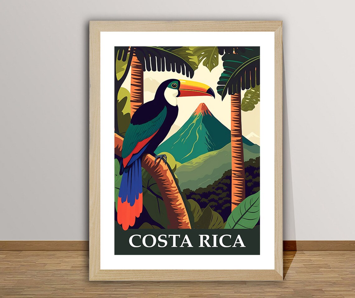 Costa Rica Island Travel Poster, Caribbean Island Print