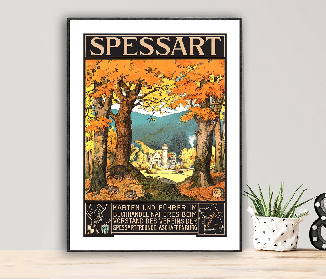 Spessart Germany Vintage Travel Poster, Wall Decor