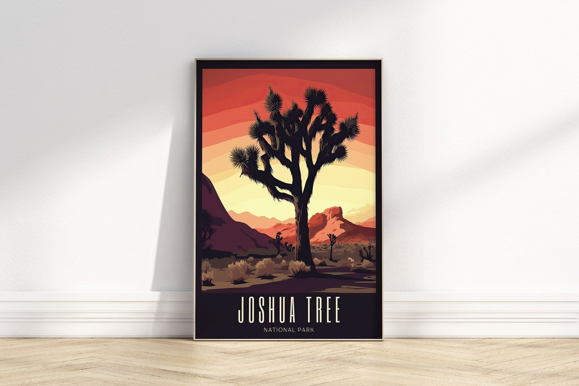 Joshua Tree National Park Desert Sunset Vintage Travel Poster