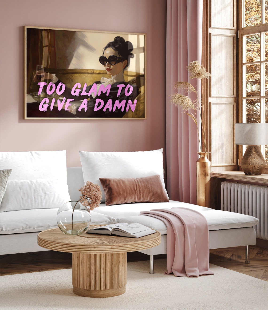 Too Glam to Give a Damn Sassy Altered Art Funny Quote Poster - Image 3