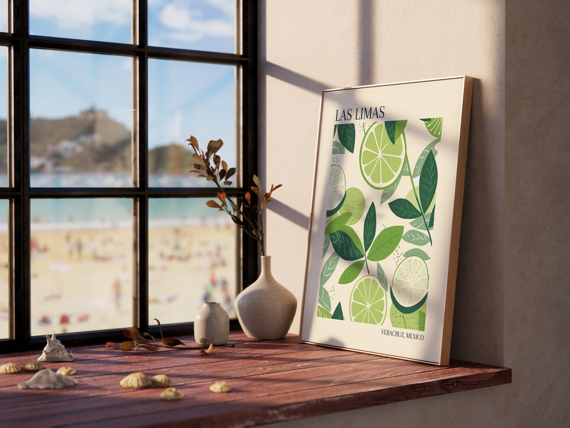 Lime Citrus Print Boho Kitchen Wall Art Lime Decor Colorful Wall Art Botanical Wall Art Kitchen Decor - Image 3