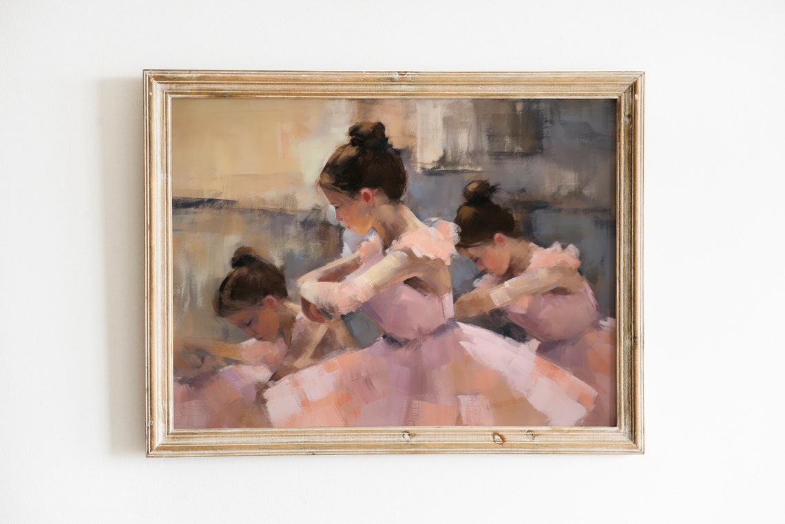 Three Ballerinas Pink Tutus Impressionist Ballet Dance Art Poster