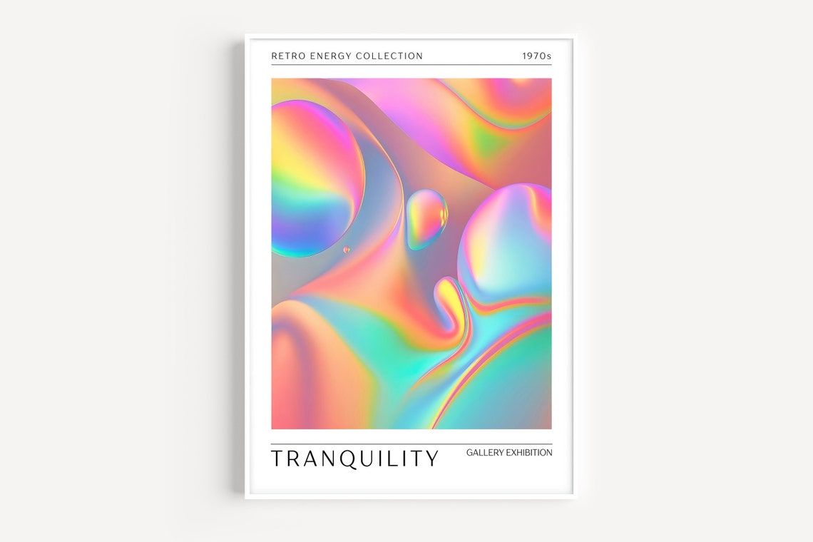 Tranquility Holographic Gradient Retro Energy 1970s Gallery Art Poster - Image 4