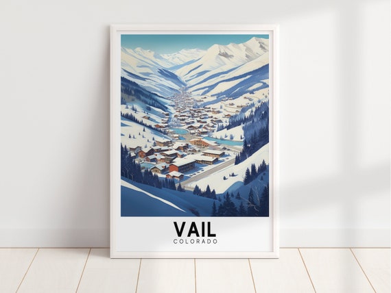Vail Ski Resort Travel Poster Mountain Wall Art Cabin Decor Vintage Poster Ski Wall Art Wall Art